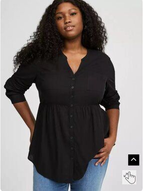torrid Black Button-Down Tunic Shirt
